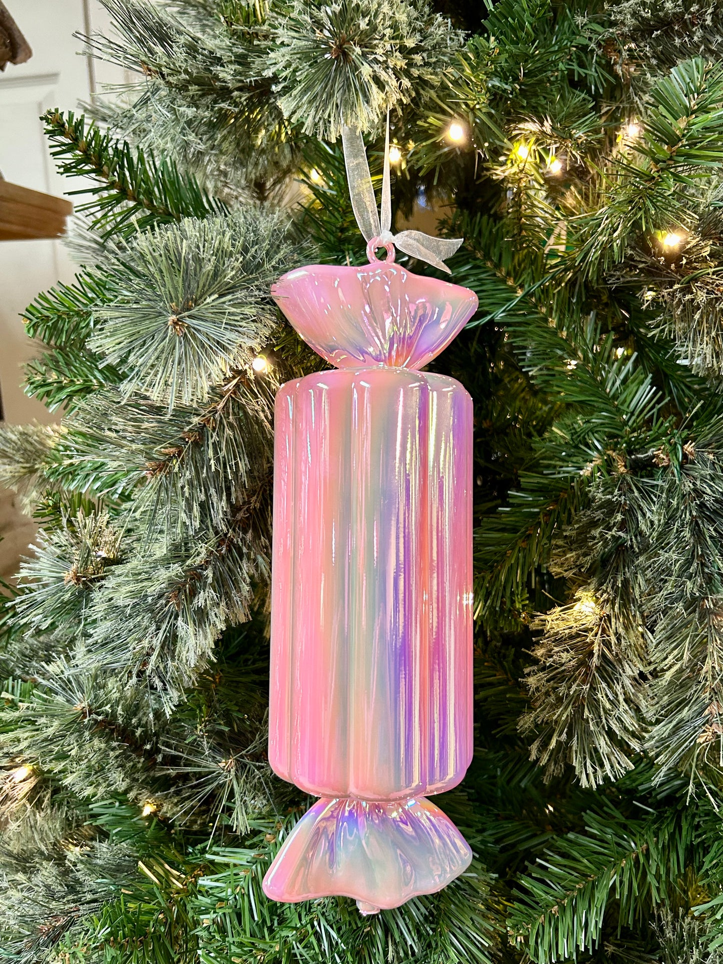 12 Inch Pink Iridescent Candy Ornament Two Styles