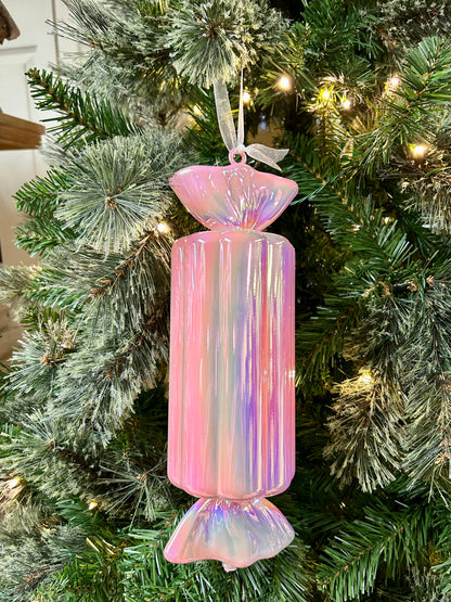12 Inch Pink Iridescent Candy Ornament Two Styles