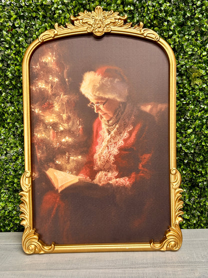 18.5 Inch By 27 Inch Framed Santa And Mrs. Claus Picture Two Styles