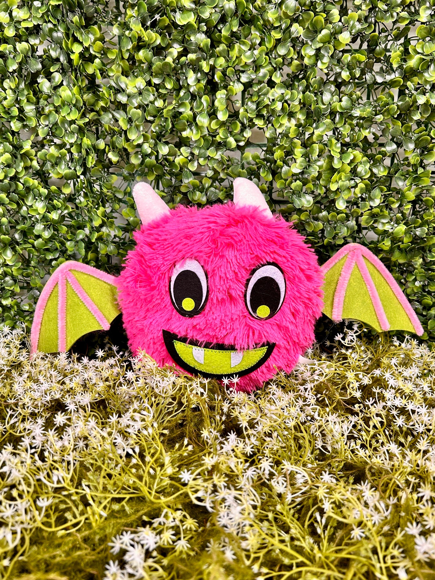 16 Inch Pink Fuzzy Bat Wreath Enhancement