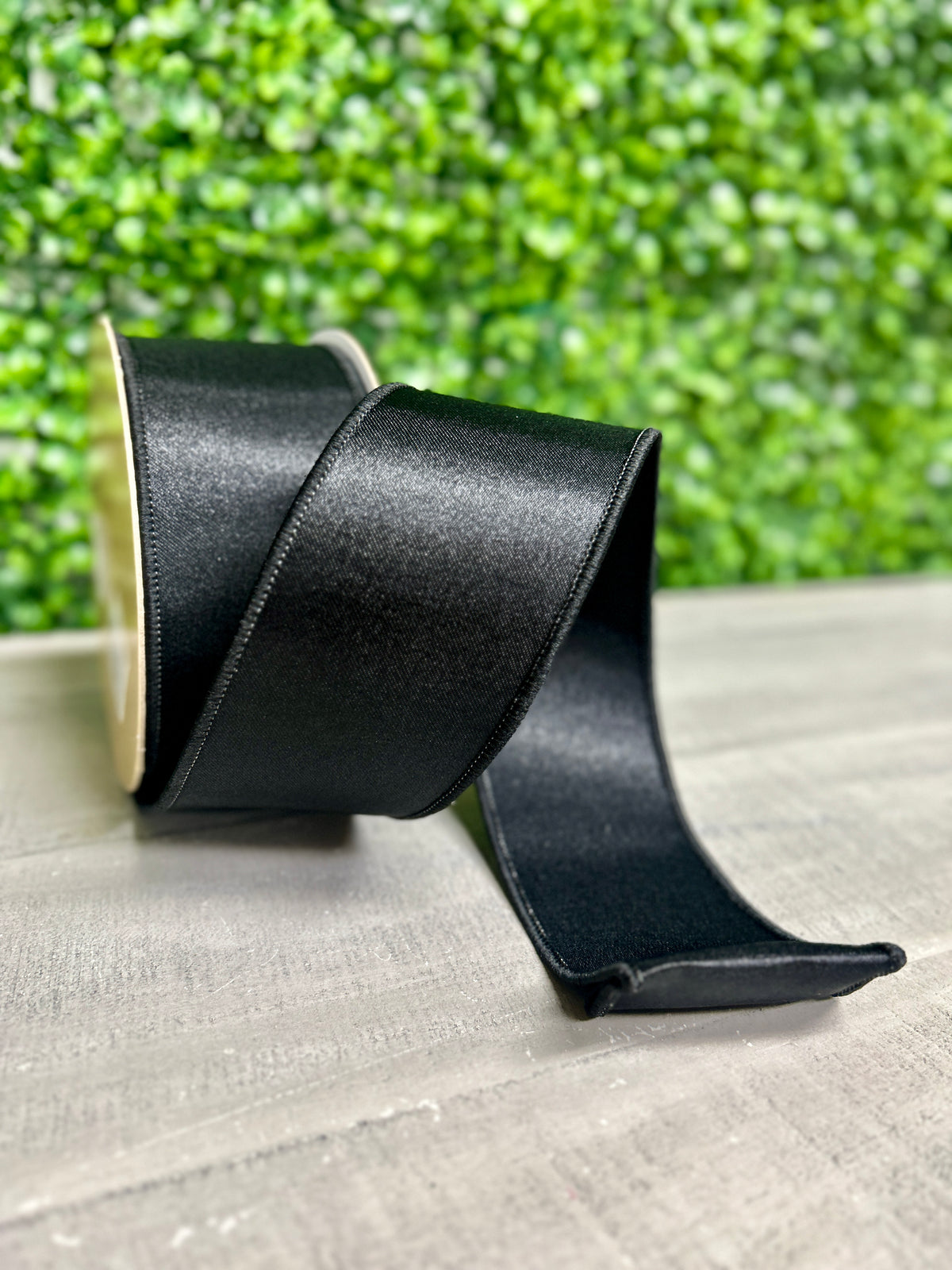 2.5 Inch By 10 Yard Black Satin Fused Ribbon