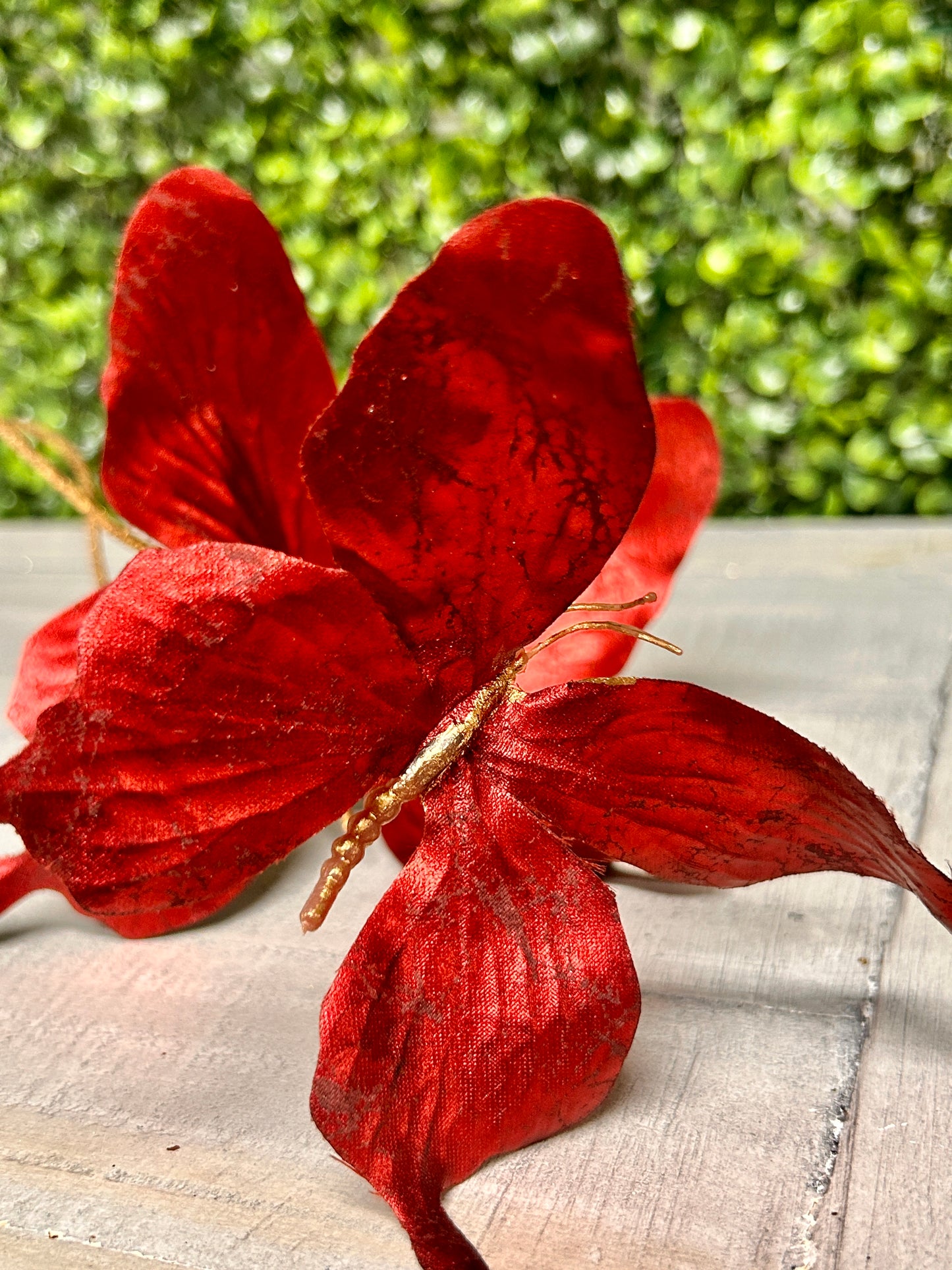 26 Inch Red Metallic Butterfly Spray