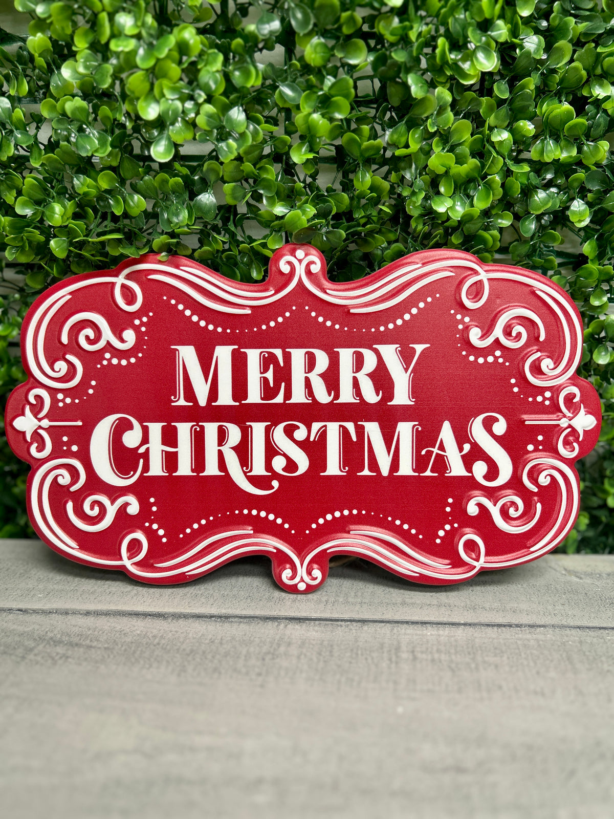 11.5 Inch Red And White Merry Christmas Sign