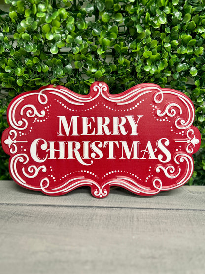 11.5 Inch Red And White Merry Christmas Sign