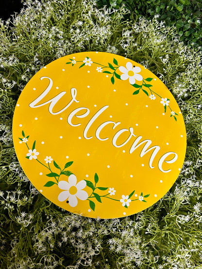 12 Inch Metal Welcome Daisy Sign