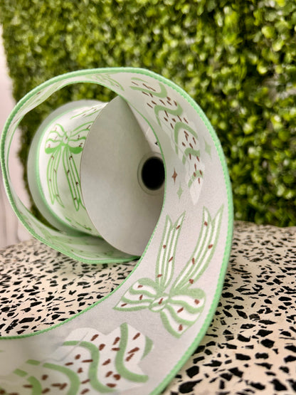 2.5 Inch By 10 Yard Mint Cake Tree And Bow Ribbon