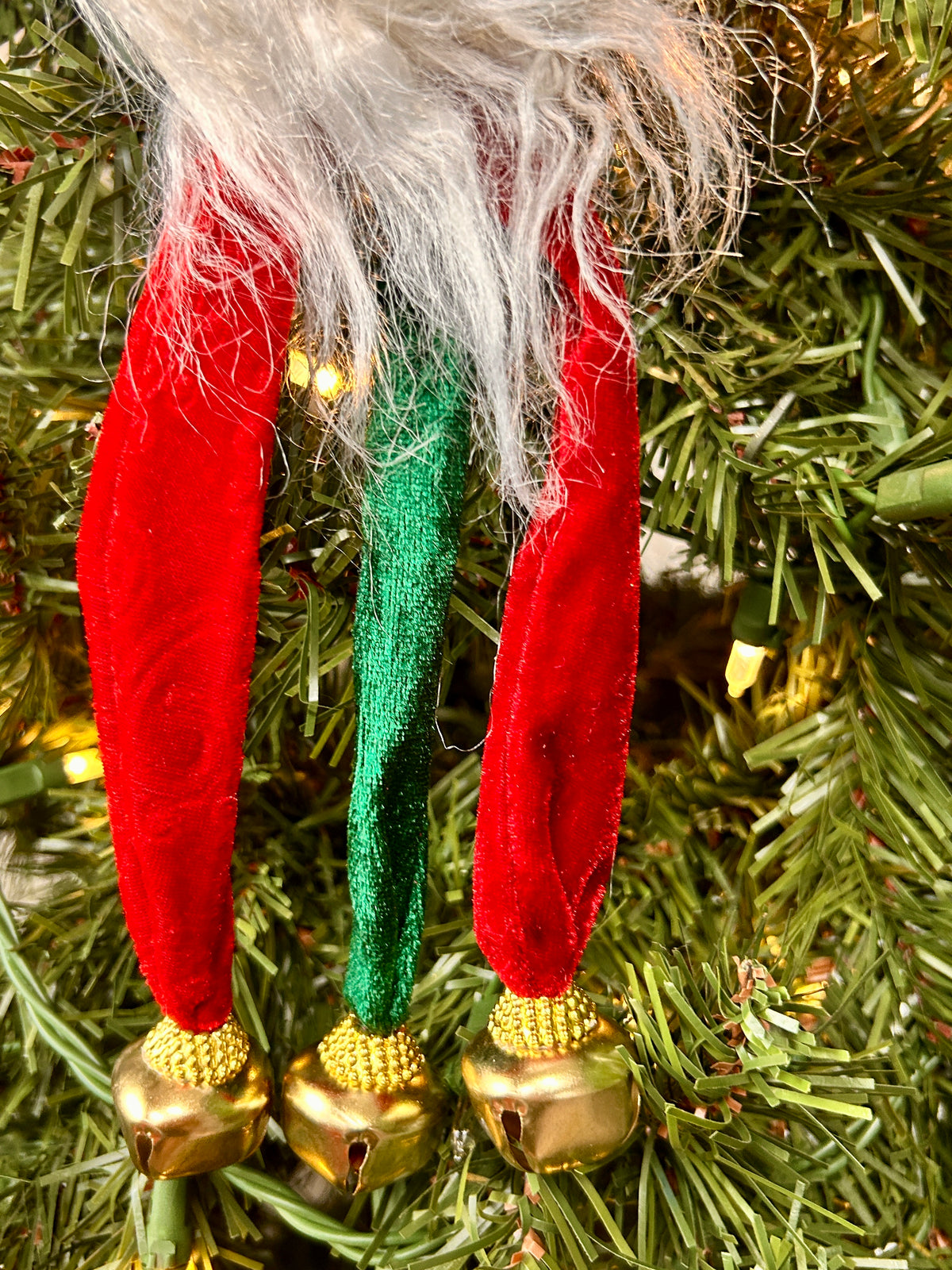 12 Inch Red And Green Velvet Santa Head Ornament