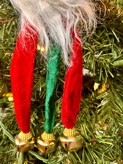 12 Inch Red And Green Velvet Santa Head Ornament
