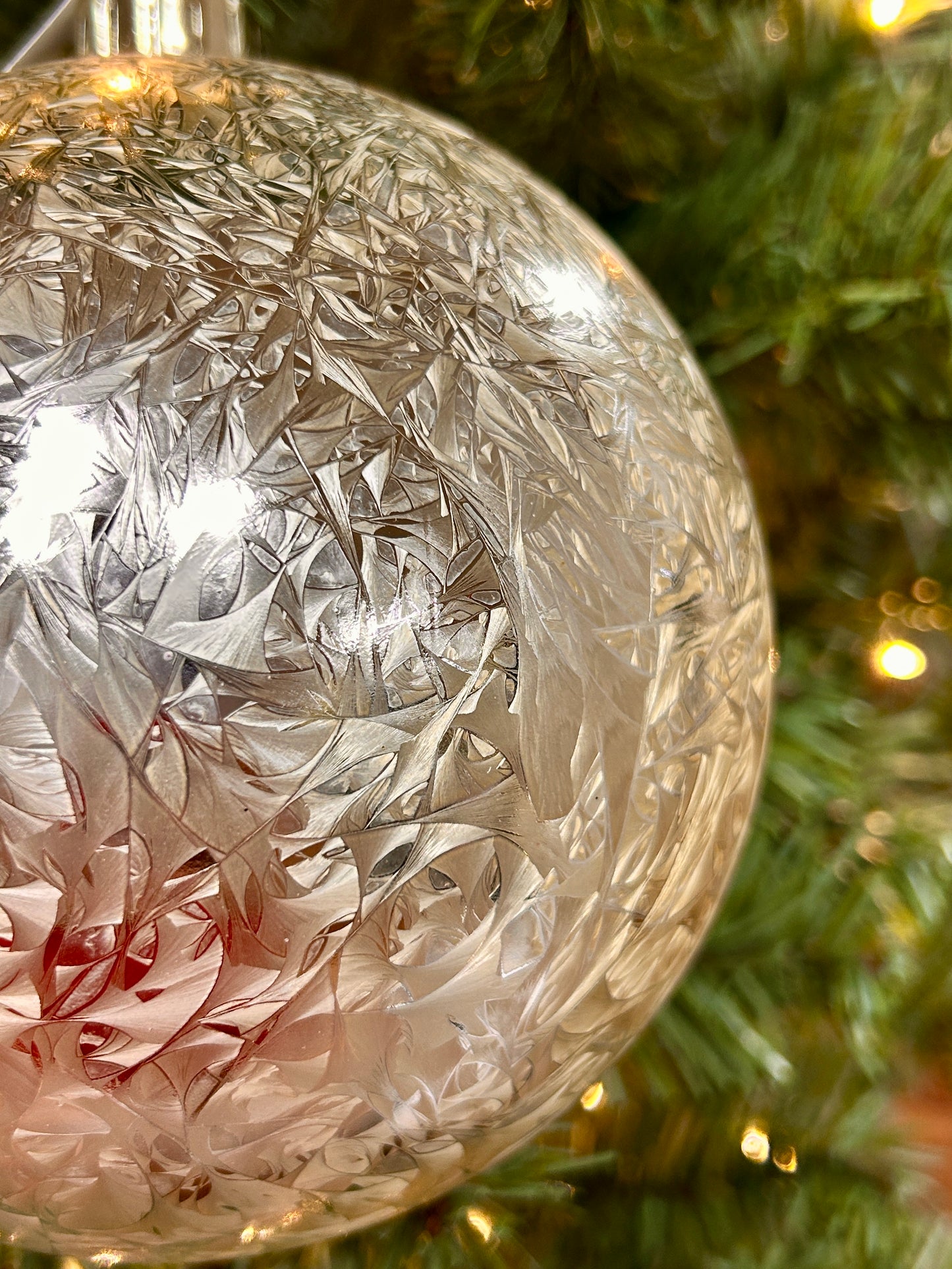 6 Inch Champagne Feather Smooth Ball Ornament