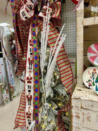 35 Inch White Berry Glitter Spray