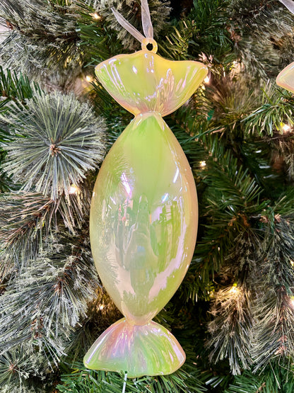 12 Inch Yellow Iridescent Candy Ornament Two Styles