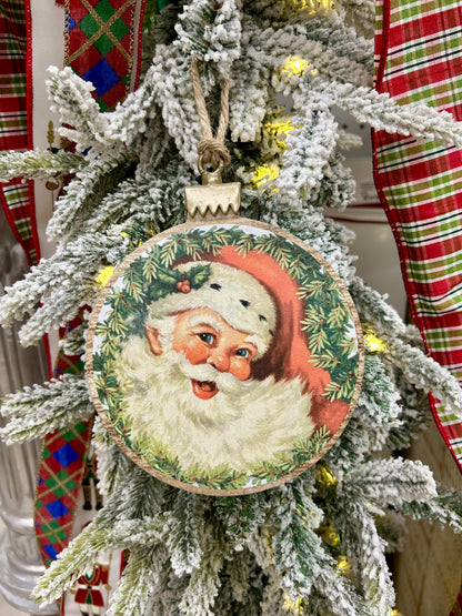 6.75 Inch Santa Face Ornament Two Styles