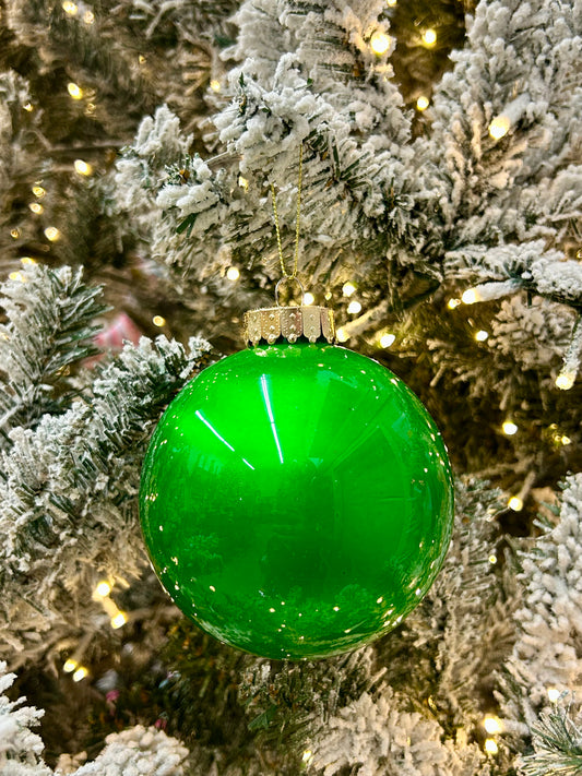 4 Inch Emerald Green Lacquer Look Ornament