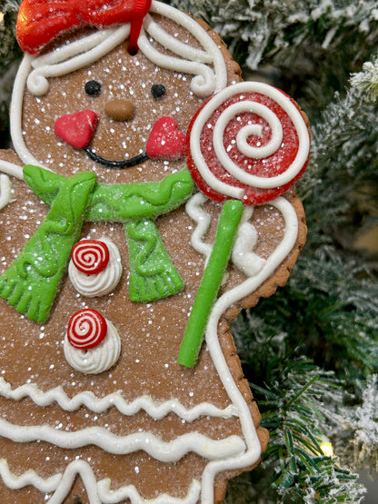 8 Inch Clay Dough Holiday Gingerbread Man Ornament Two Styles