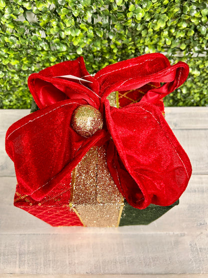 Fabric Velvet Red And Green Gift Box Three Assorted