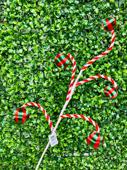 19 Inch Red With Green Ball Ornament Spray