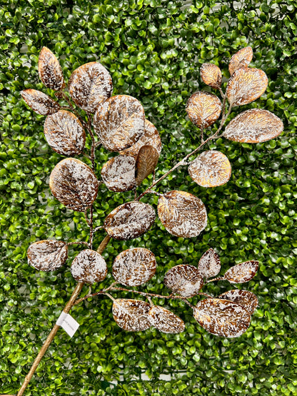 24 Inch Coffee Eucalyptus Leaf Spray With Frost