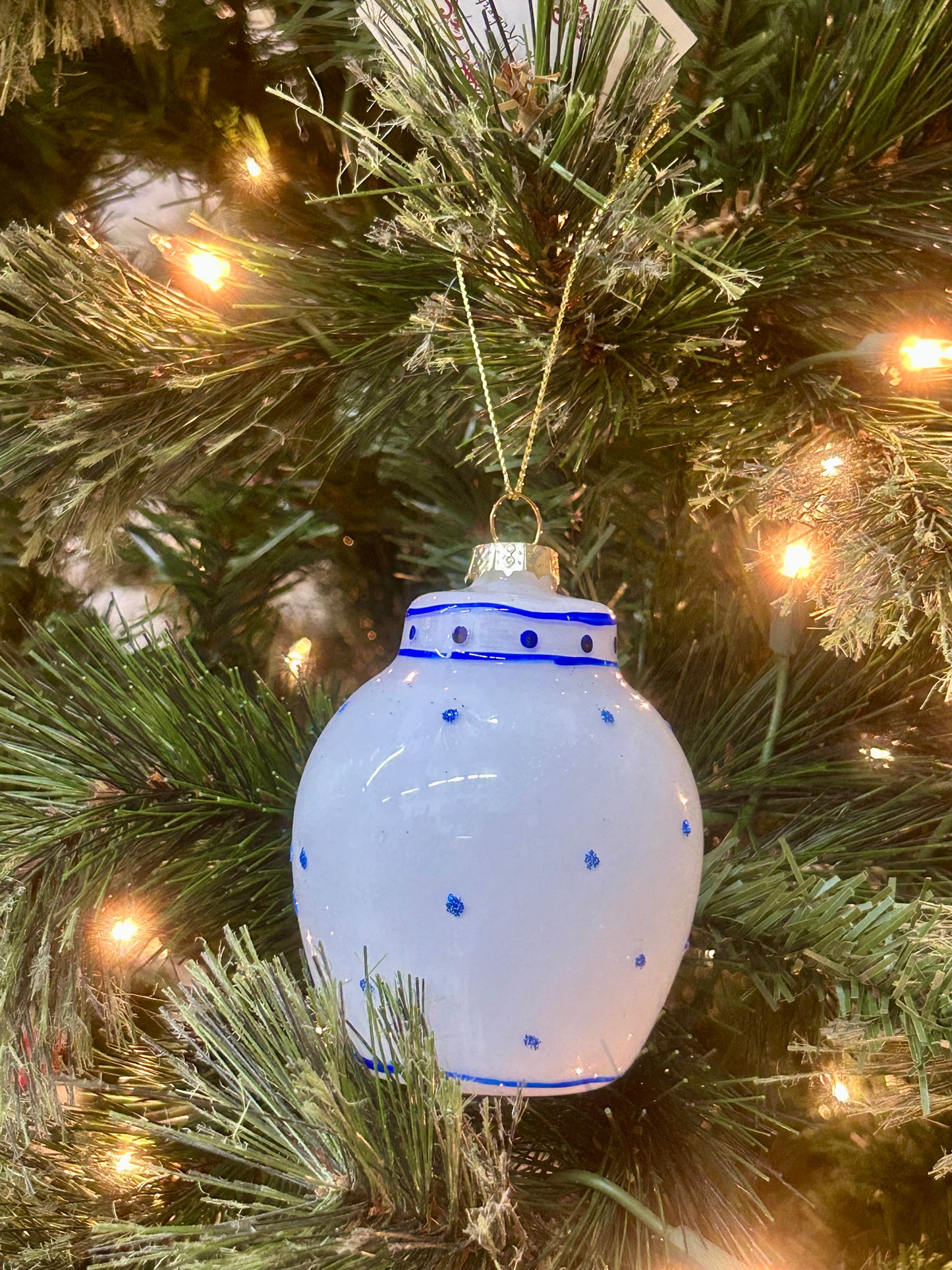 Mark Roberts Blue And White Floral Ginger Jars Glass Ornaments Two Styles