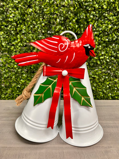 Metal Double Bell With Cardinal Two Assorted