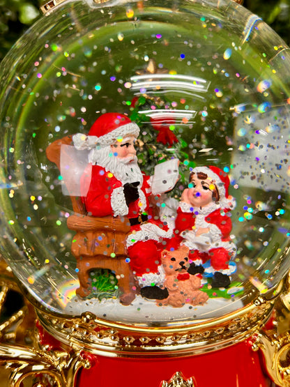 7.8 Inch Lighted Musical Spinning Water Globe Carriage With Rotating Figurine