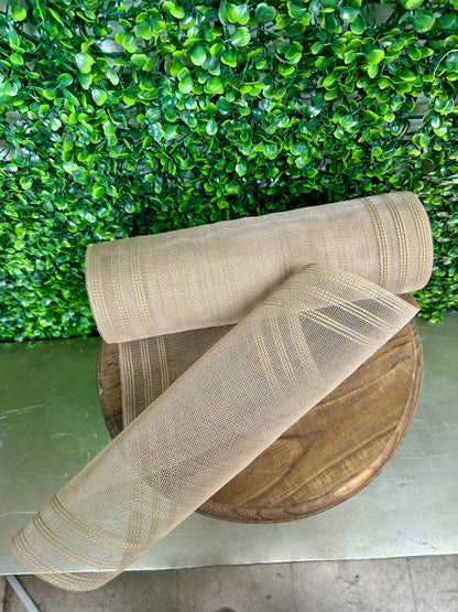 10.25 Inch By 10 Yard Natural Fine Weave Border Stripe Mesh