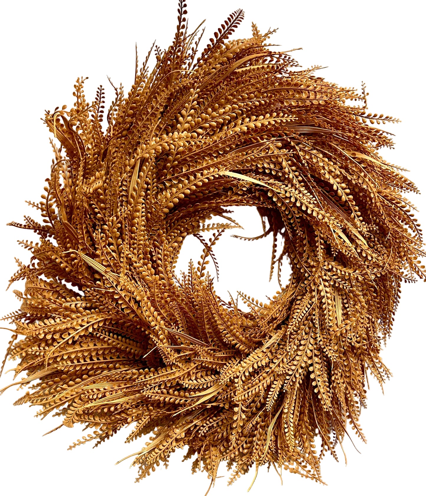 28 Inch Beige Deluxe Mixed Blade And Bead Grass Grass UV Protected Wreath