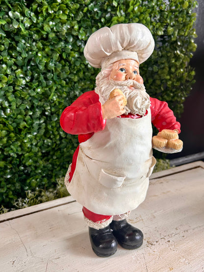 12 Inch Resin Holiday Chef Santa Figurine Two Styles