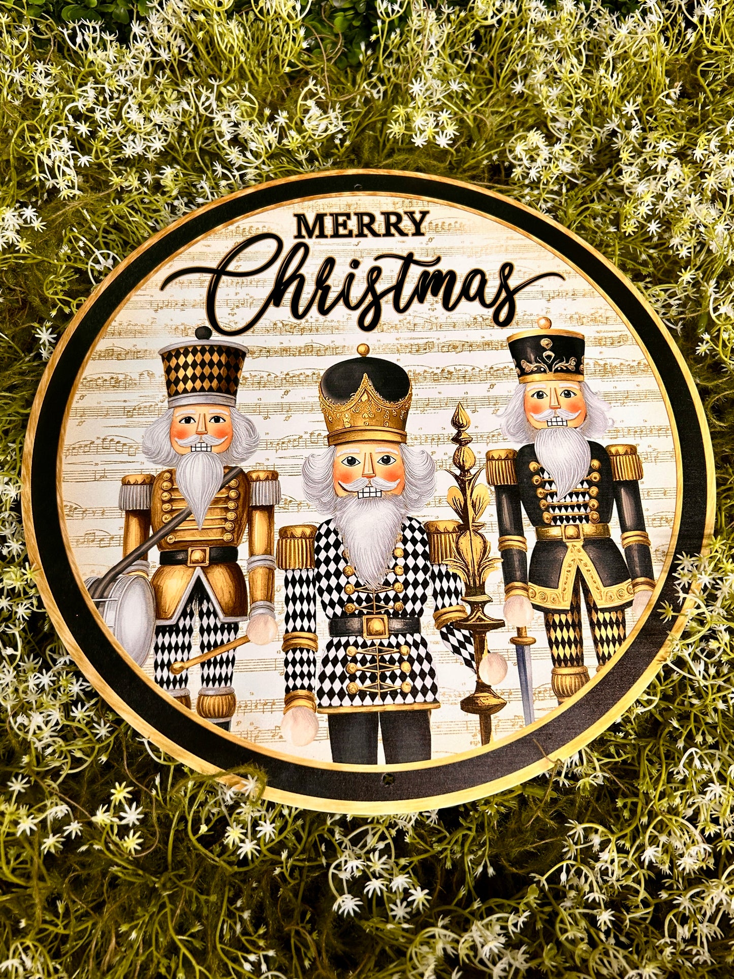 12 Inch Black And Gold Harlequin Nutcrackers Sign