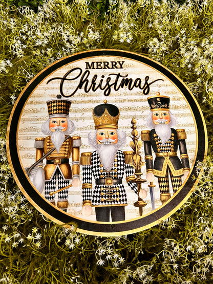12 Inch Black And Gold Harlequin Nutcrackers Sign