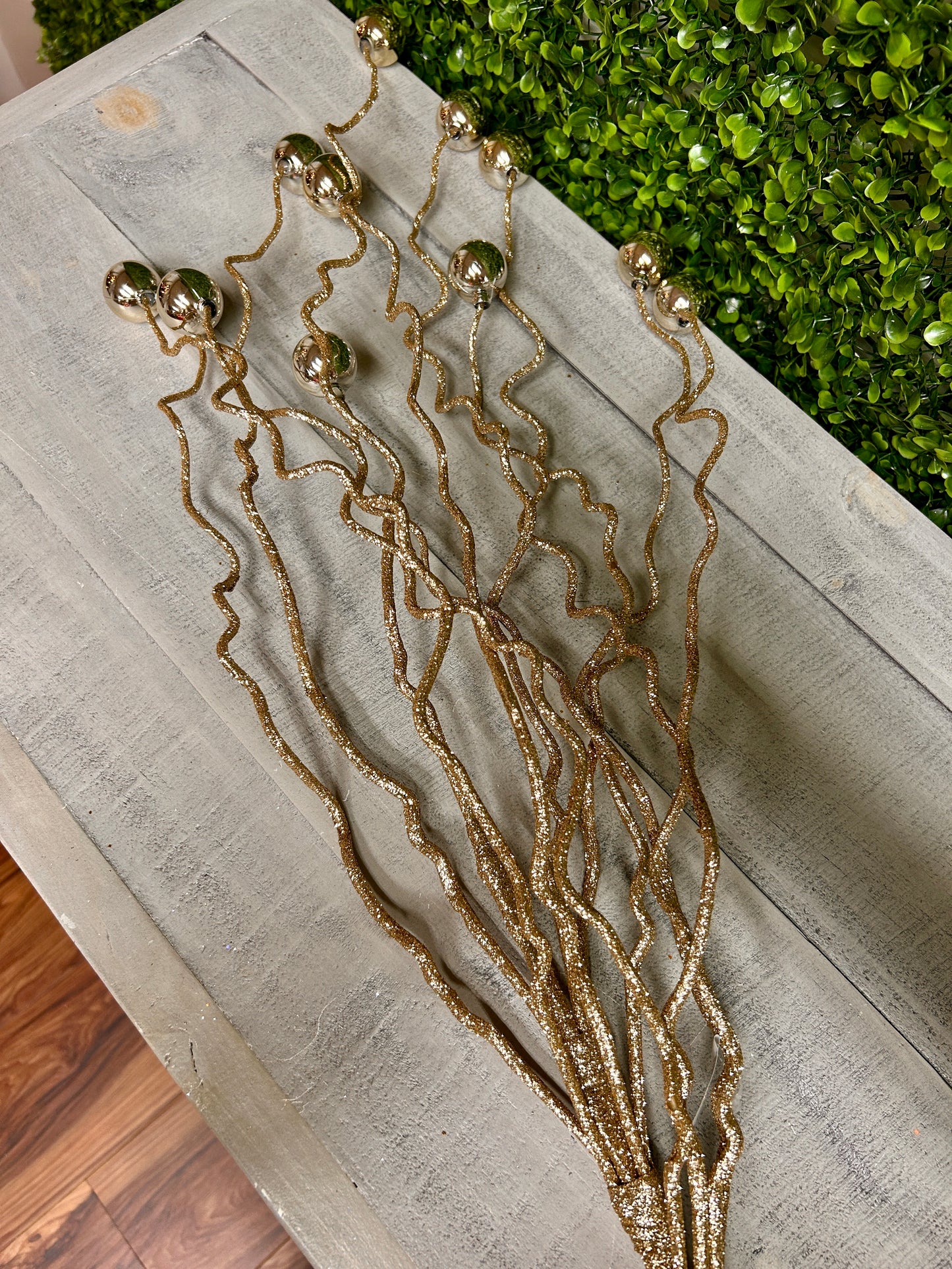 38 Inch Champagne Plastic Twig And Ball Spray