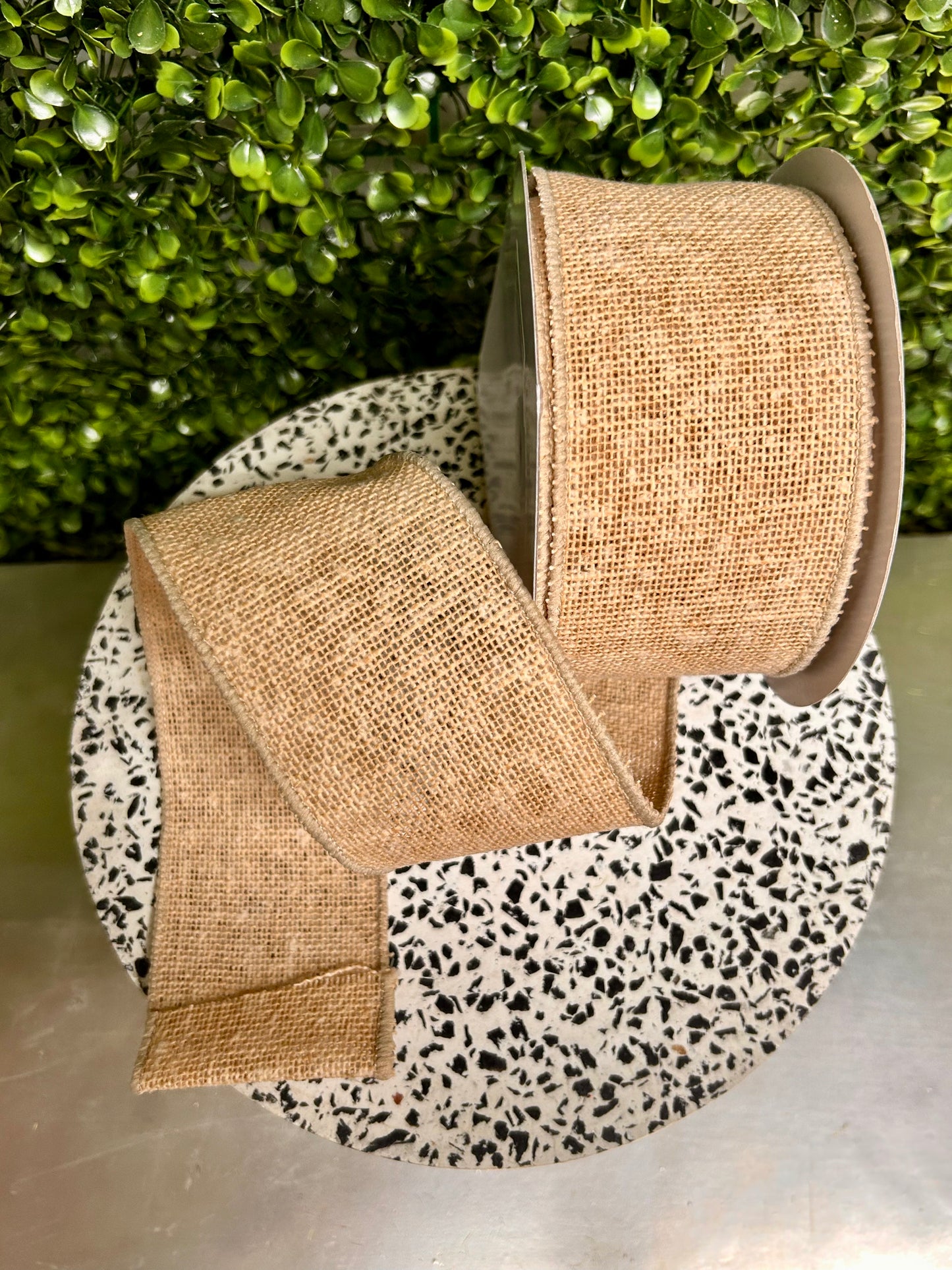 2.5 Inch By 10 Yard Beige Faux Burlap Ribbon