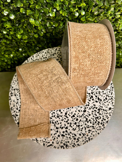 2.5 Inch By 10 Yard Beige Faux Burlap Ribbon