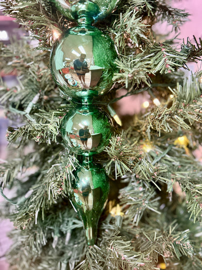 19.5 Inch Glass Green Shiny Finial Ornament