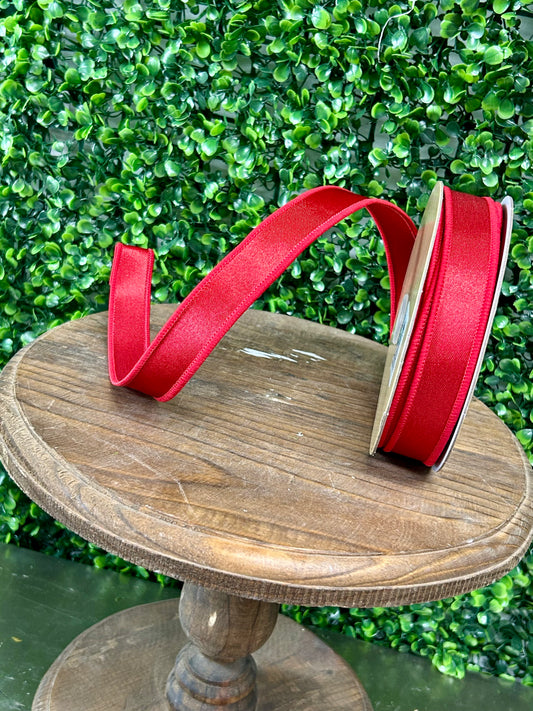 7/8 Inch By 10 Yard Red Satin Fused Ribbon
