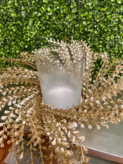 23 Inch Champagne Glittered Candle Ring Wreath Mini Teardrop