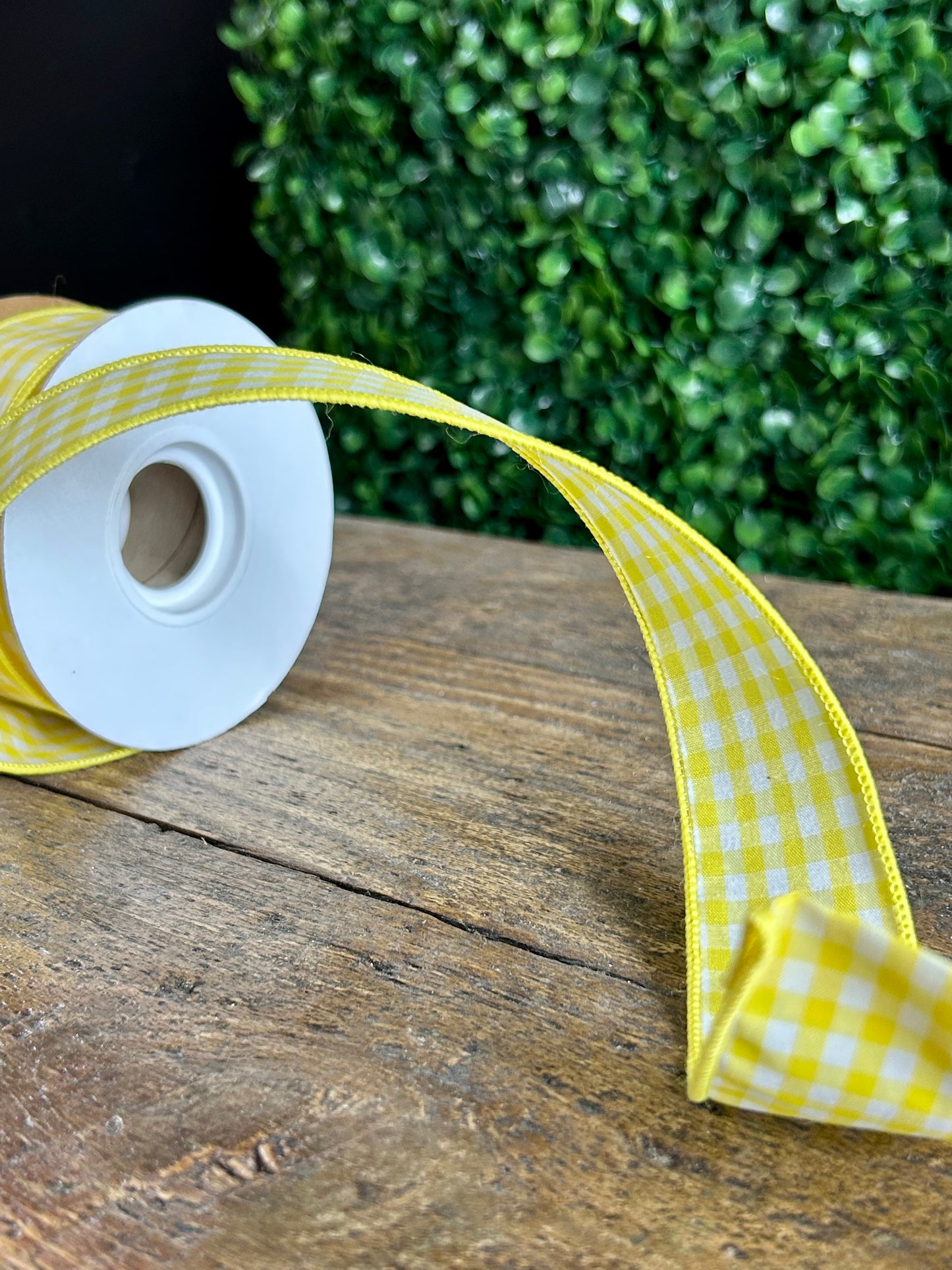 1.5 Inch By 10 Yard Yellow Gingham Check Ribbon