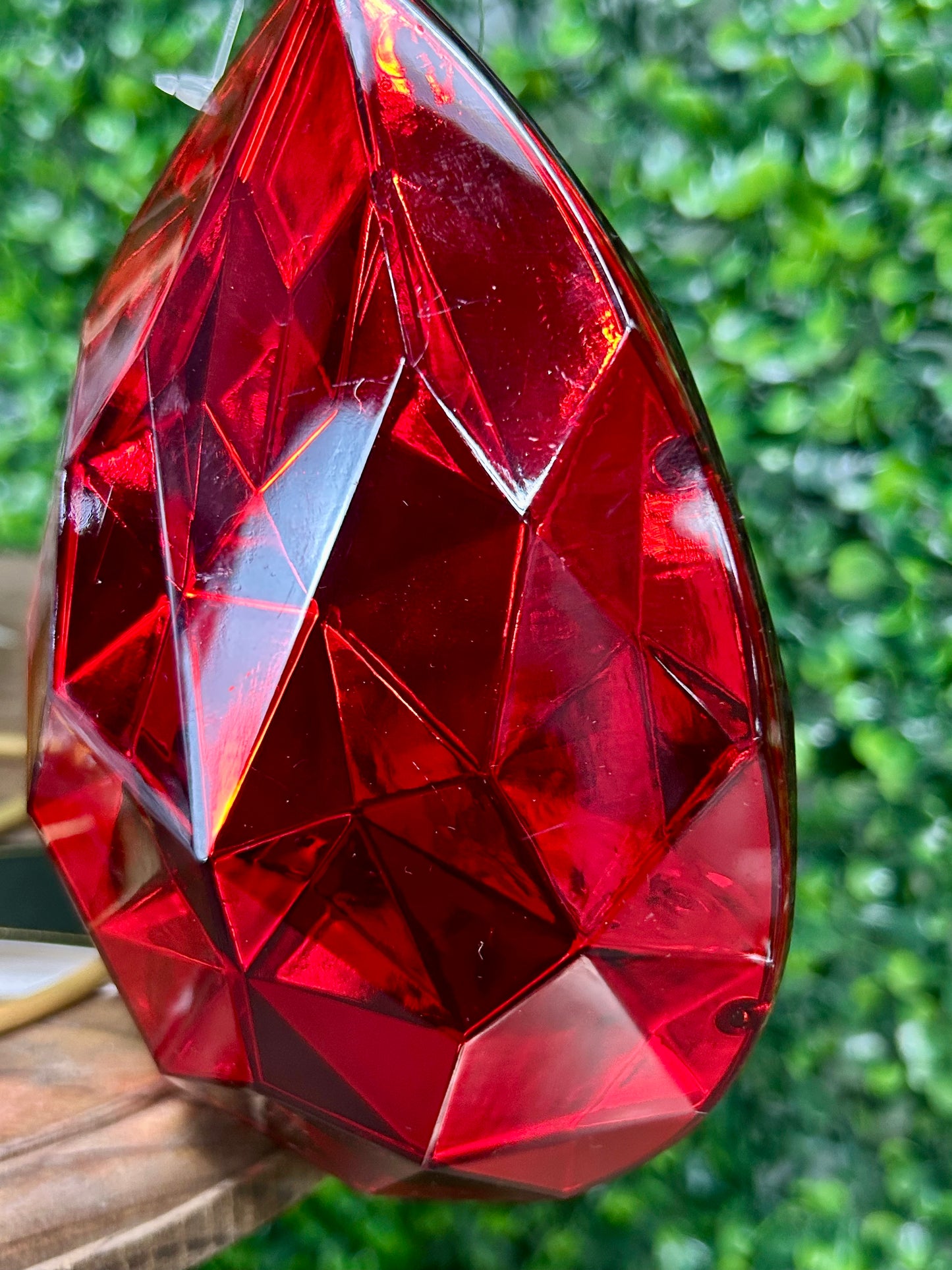 6 Inch Red Acrylic Rain Drop Diamond Ornament