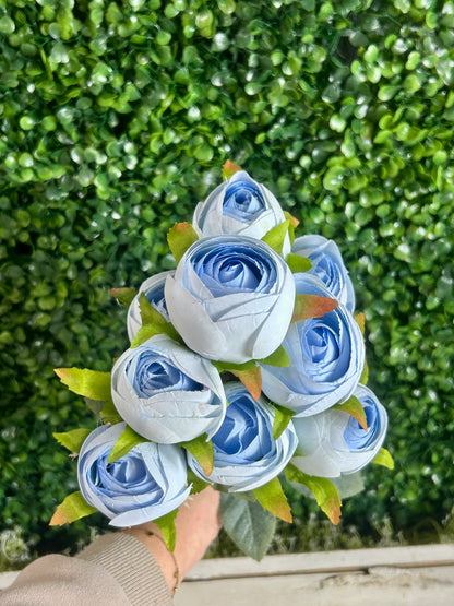 16.5 Inch Light Blue Ranunculus Bush