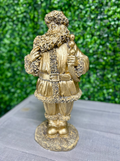11.5 Inch-12 Inch Antique Gold Resin Santas Three Styles