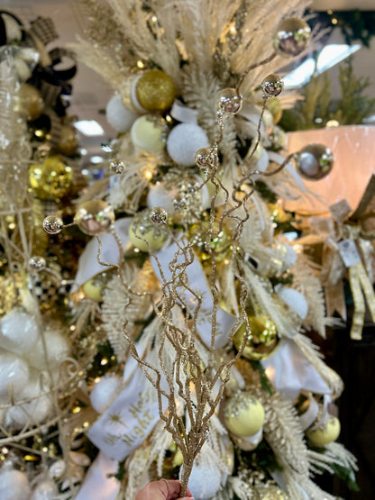 38 Inch Champagne Plastic Twig And Ball Spray