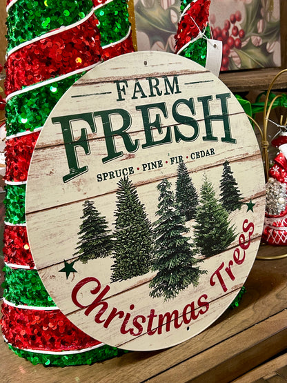 12 Inch Farm Fresh Christmas Trees Metal Sign
