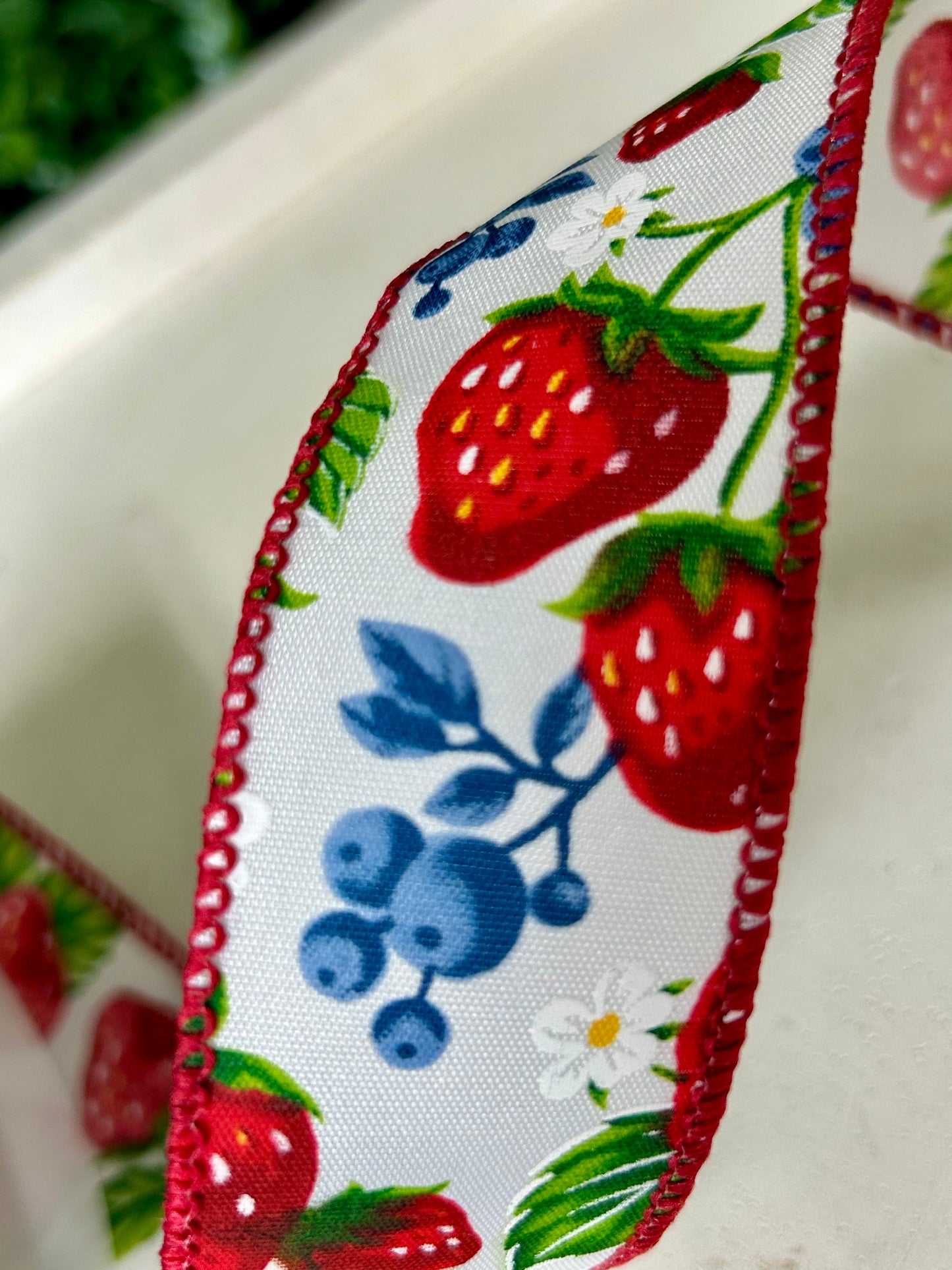 1.5 Inch By 10 Yard Strawberries And Blueberries Ribbon