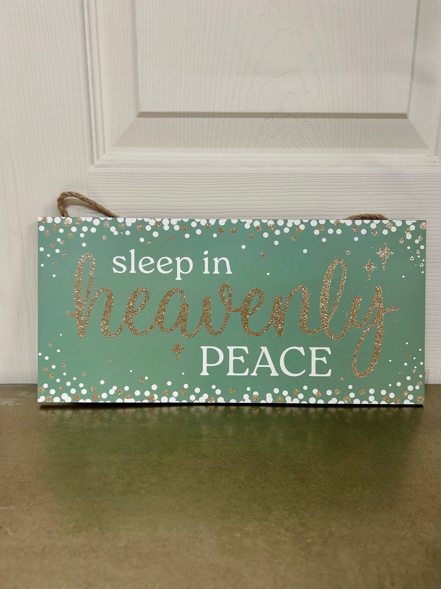 12.5 Inch Glitter Sleep In Peace Wood Sign