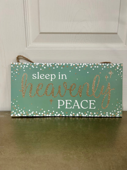 12.5 Inch Glitter Sleep In Peace Wood Sign