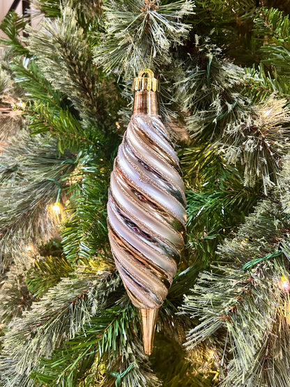 10 Inch Champagne And Silver Swirl Drop Ornament