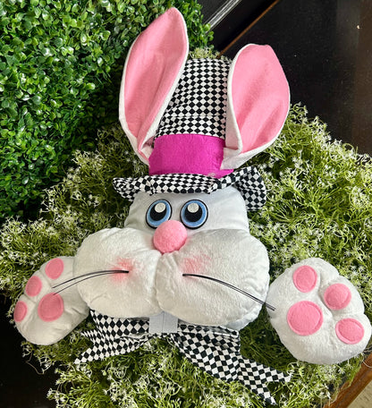 22.5 Inch White Pink And Black Harlequin Bunny Decor Kit