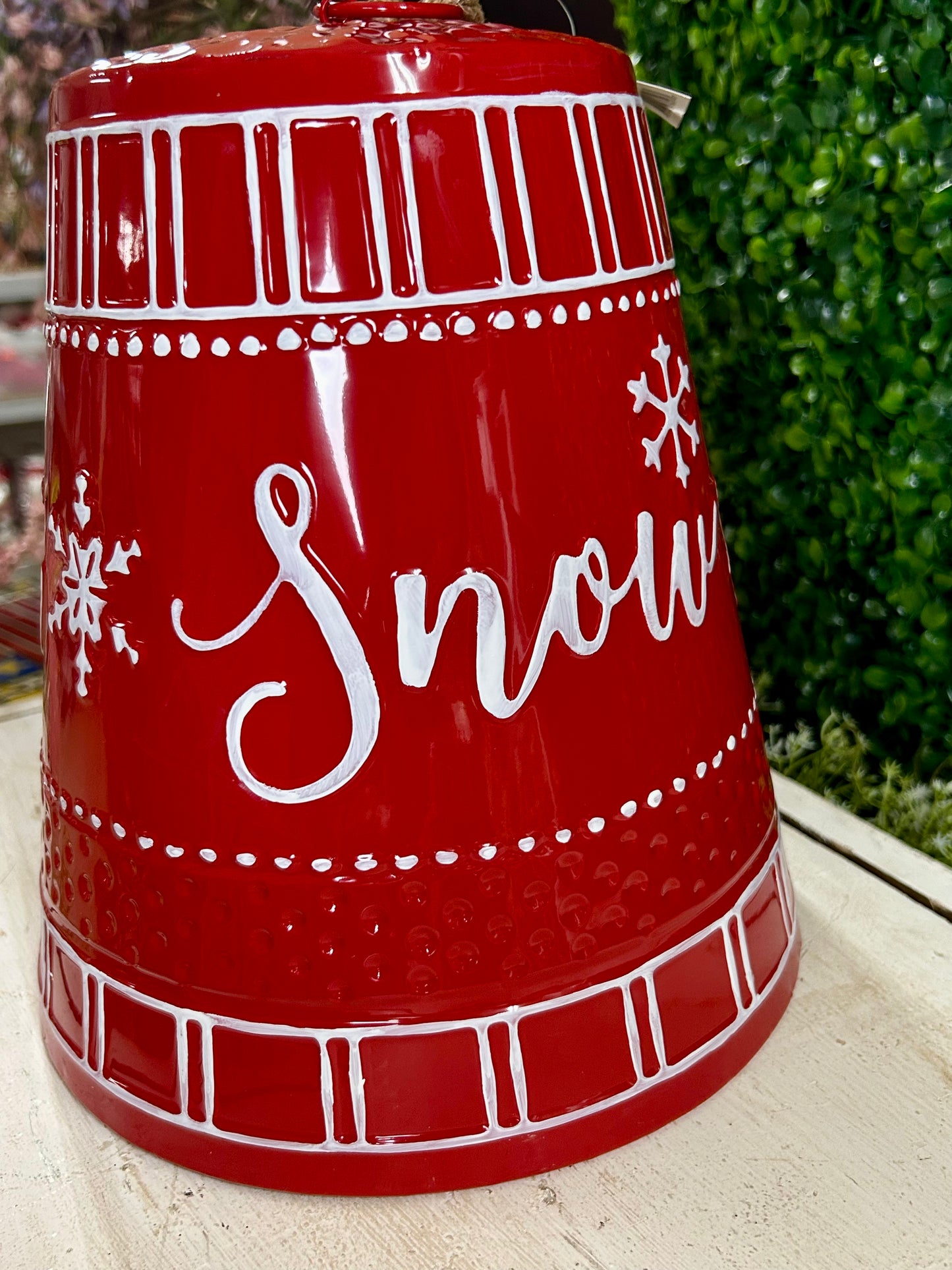 9.75 Inch Red Let It Snow Metal Hanging Bell