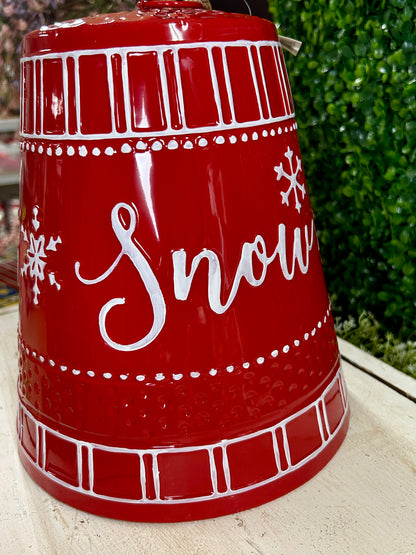 9.75 Inch Red Let It Snow Metal Hanging Bell