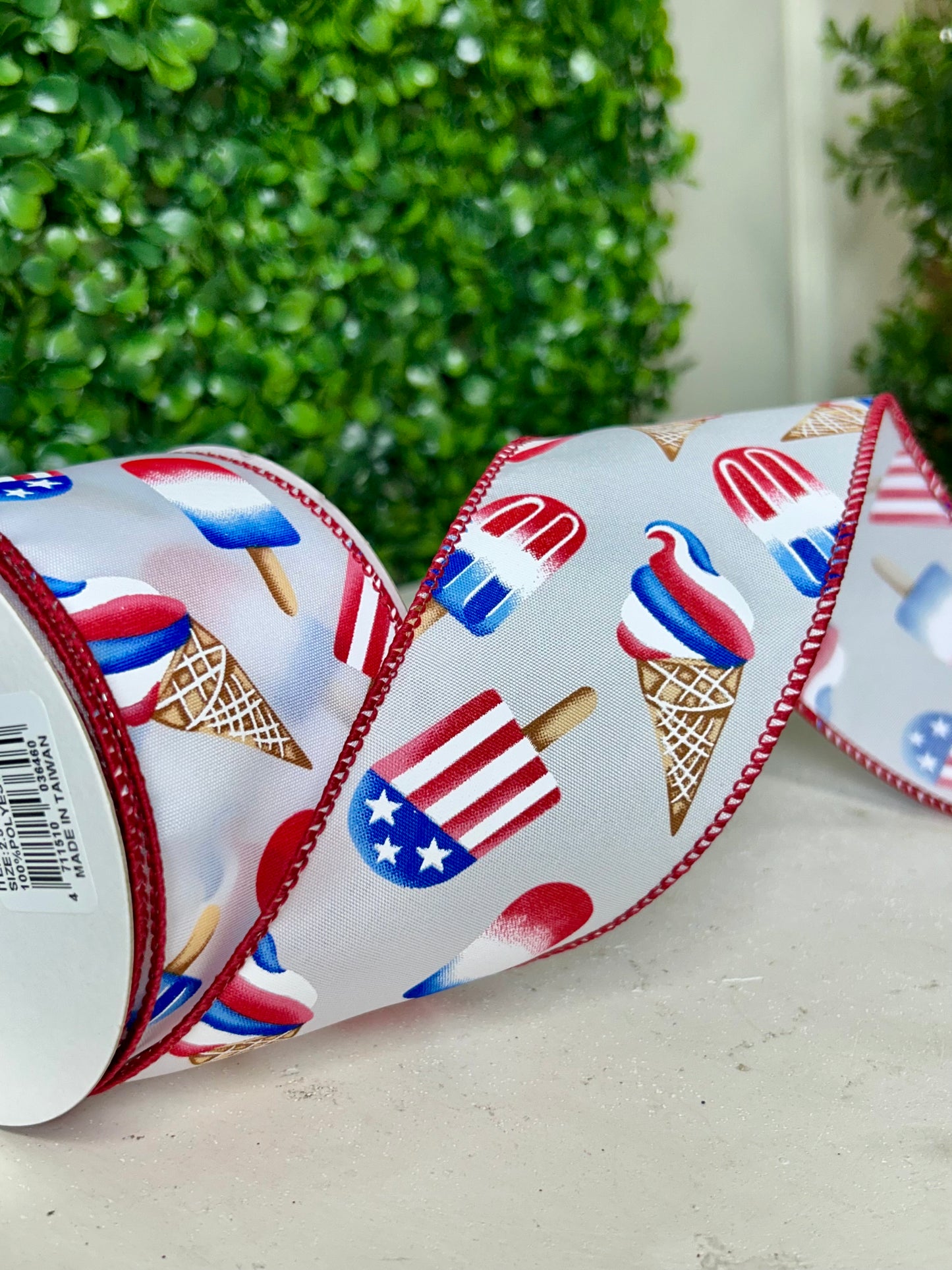 2.5 Inch By 10 Yard Patriotic Ice Cream And Popsicles Ribbon