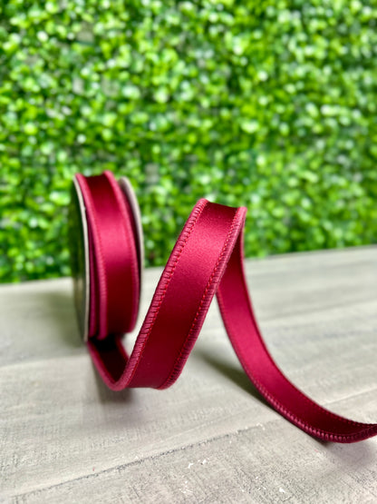 John Mark 1 Inch By 10 Yard Burgundy Satin Double Fused Ribbon